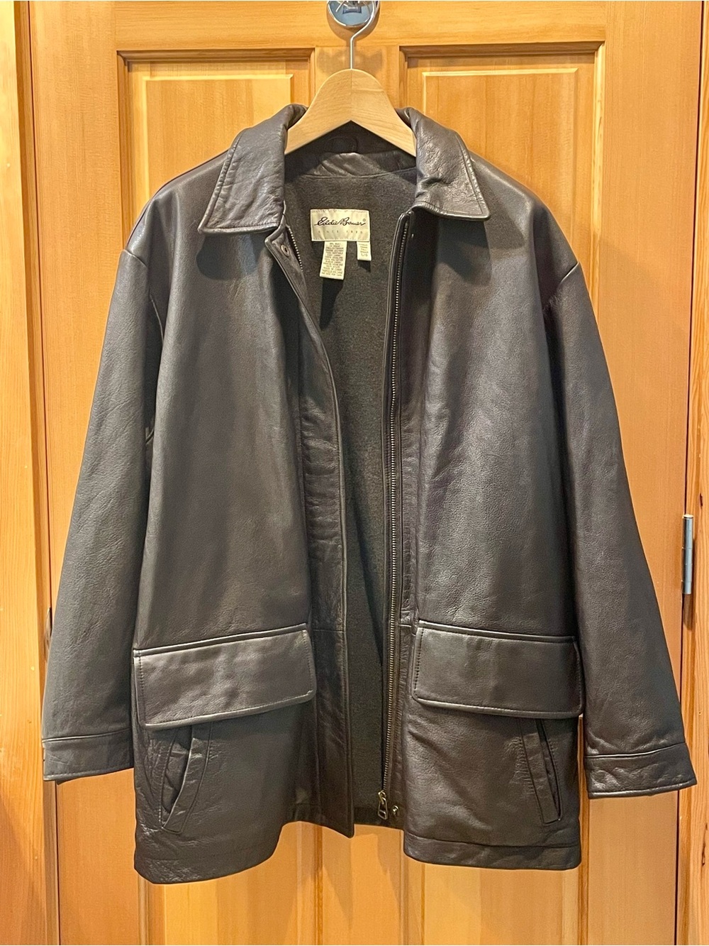 Eddie Bauer Dark Brown Leather Women’s Tall/L Coat